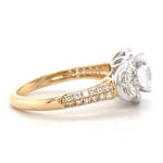 Load image into Gallery viewer, Solitaire Square Diamond Ring, 14k Solid Gold, Marquise leaves Engagement Ring, Dual Tone, Natural Diamonds, Bridal Jewelry, Gift for her
