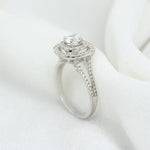 Load image into Gallery viewer, Round Solitaire Diamond Ring, Concentric Square Engagement Ring, 14K Solid Gold, Natural Diamonds, Bridal Jewelry, Gift For Her
