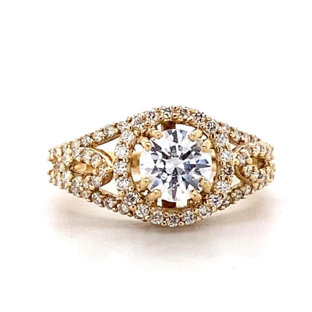 Round Solitaire Diamond Ring, 14k Solid Gold, Engagement Ring, Split Shank, Natural Diamonds, Wedding Bridal Jewelry, Gift For Her