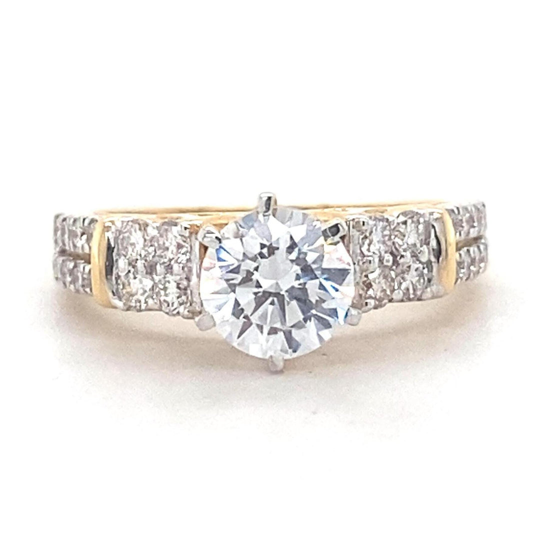 14k Solid Gold Engagement Ring, Solitaire Diamond Ring, Split Shank, Double band, Natural Diamonds, Wedding Bridal Jewelry, Gift for her