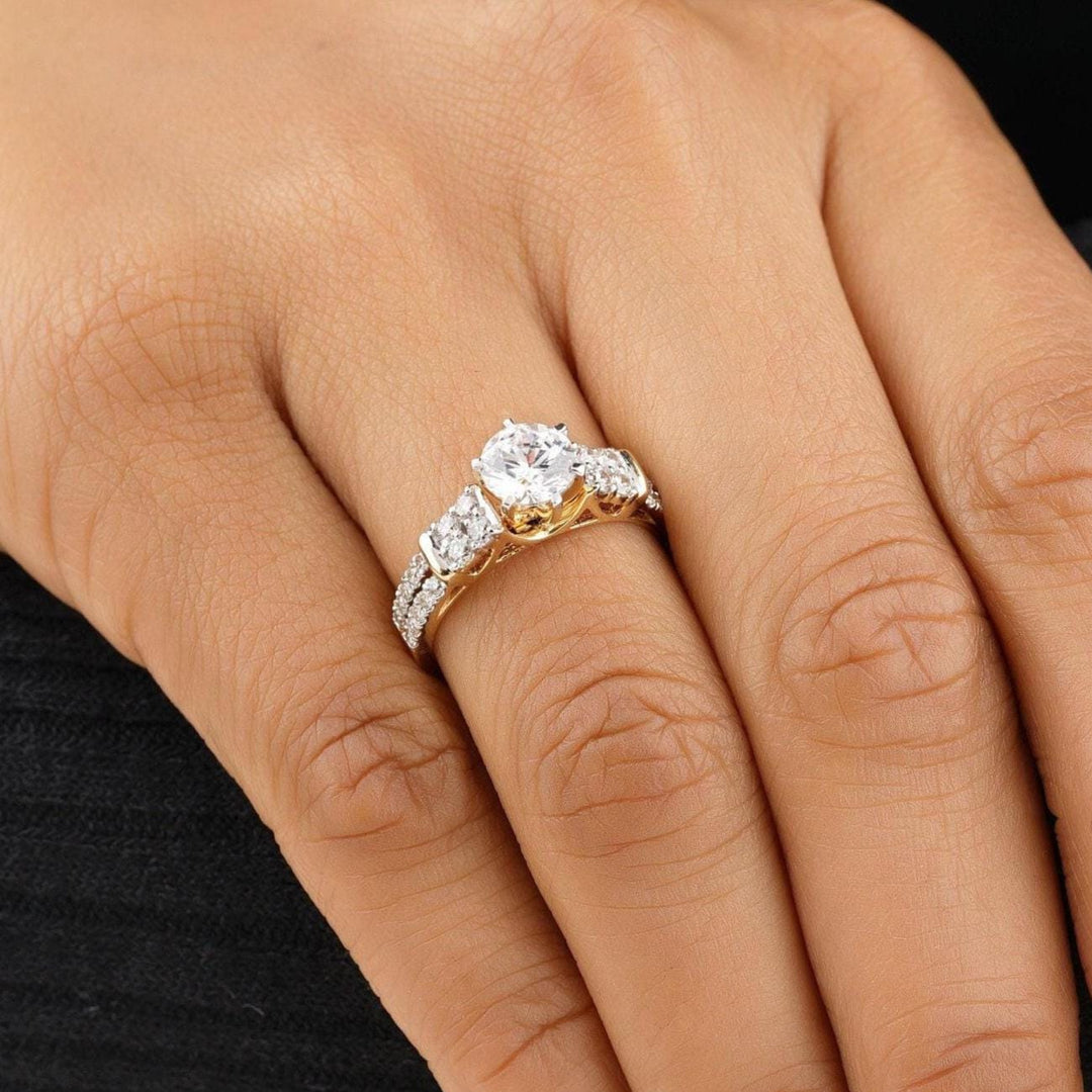 14k Solid Gold Engagement Ring, Solitaire Diamond Ring, Split Shank, Double band, Natural Diamonds, Wedding Bridal Jewelry, Gift for her