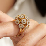 Load image into Gallery viewer, Orb Statement Diamond Ring, Blossom Floral Ring, 14k Solid Gold, Natural Diamonds, Cluster Dome Ring, Bold Cocktail Jewelry, Gift For Her
