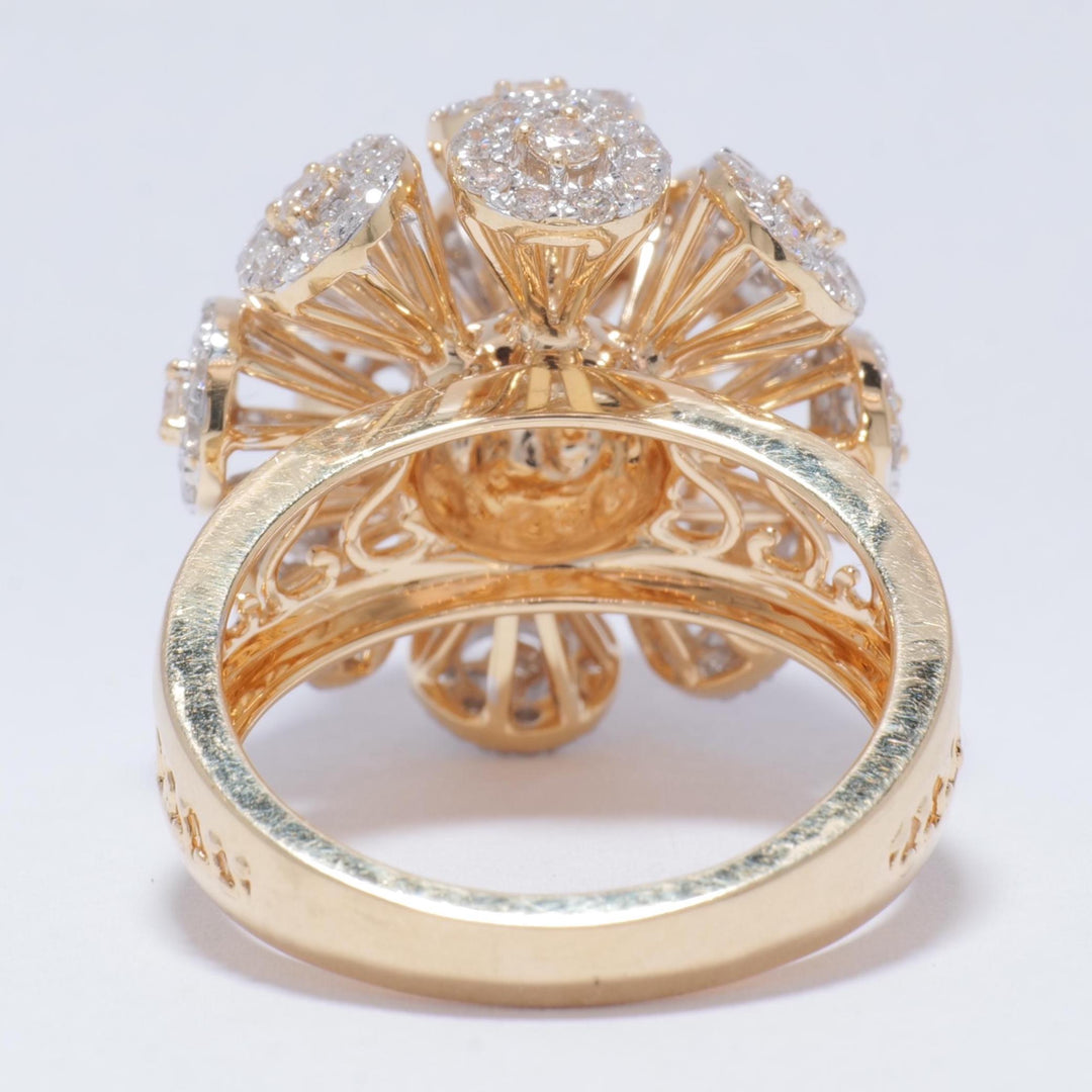 Orb Statement Diamond Ring, Blossom Floral Ring, 14k Solid Gold, Natural Diamonds, Cluster Dome Ring, Bold Cocktail Jewelry, Gift For Her