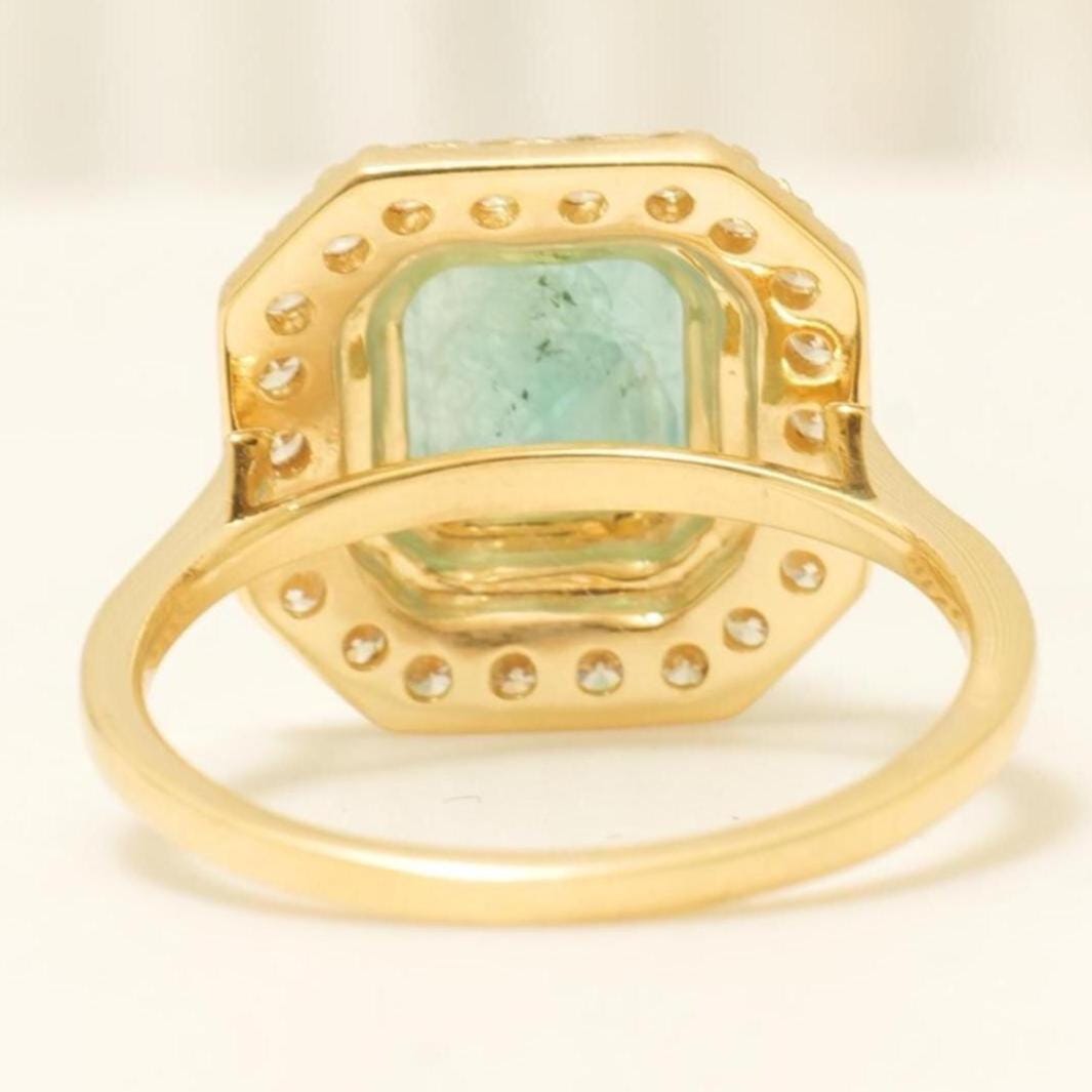 Princess Cut Halo Emerald Gemstone Diamond Ring, 14k Solid Gold, Natural Diamonds, Birthstone rings, Proposal Ring, Gift For Her