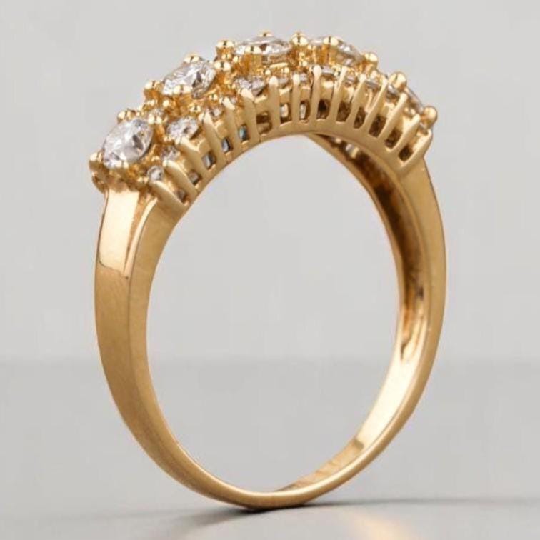 Solitaire Diamond Ring,14k Solid Gold, Natural Diamonds, Eternity Band, Cluster Statement Ring, Stacking Jewelry, Gift For Her