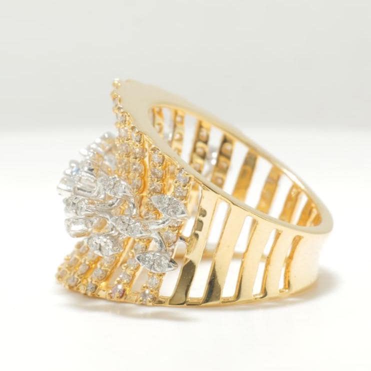 Marquise Diamond Ring, 14k Solid Gold, Natural Diamonds, Wide Band Cocktail Ring, Dual Tone Cluster Ring, Statement Jewelry, Gift For Her