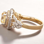 Load image into Gallery viewer, Cushion Yellow Sapphire Diamond Ring, Gemstone Cocktail Ring, 14k Solid Gold, Birthstone Ring, Natural Diamond, Statement Ring, Gift For Her
