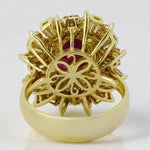 Load image into Gallery viewer, Oval Ruby Baguette Halo Ring, 14k Solid Gold, Natural Diamonds, July Gemstone, Birthstone Statement Ring, Bold Cocktail Ring, Gift For Her
