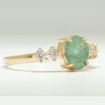 Load image into Gallery viewer, Oval Emerald Diamond Engagement Ring, 14K Solid Gold, Natural Diamond, Green Gemstone Promise Ring, Wedding Statement Ring, Gift For Her
