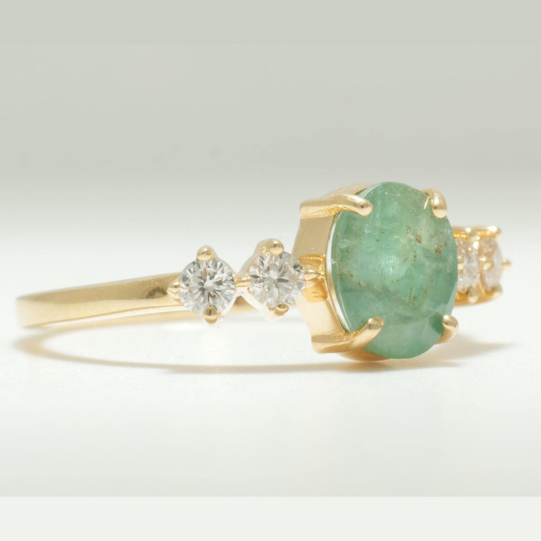 Oval Emerald Diamond Engagement Ring, 14K Solid Gold, Natural Diamond, Green Gemstone Promise Ring, Wedding Statement Ring, Gift For Her