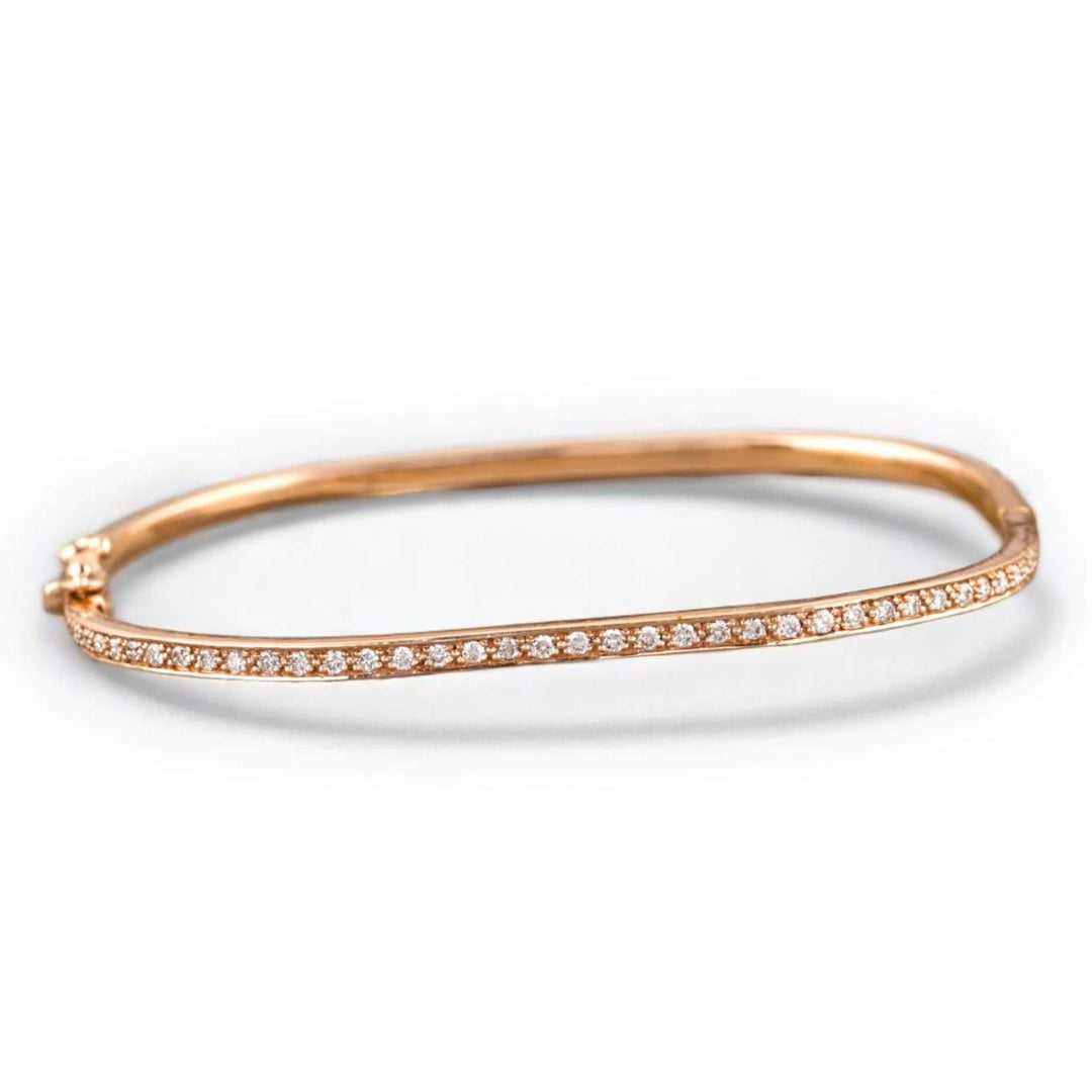 Square Diamond Bangle Bracelet, 14k Solid Gold, Natural diamonds, Trinity Stackable Bracelet, Minimal Gold Pave Jewelry