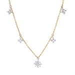 Load image into Gallery viewer, Starburst Diamond Station Necklace, 14k Solid Gold, Natural Diamonds, Stacking Minimalist Necklace, Dangling Charm Jewelry, Everyday Wear
