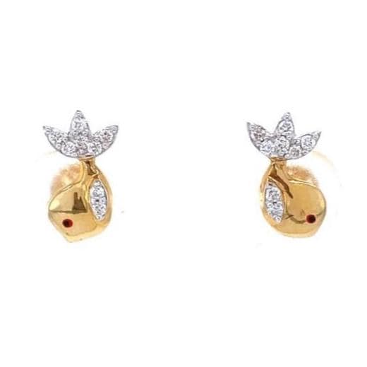 Kids Fish Diamond Stud Earrings, 14k Solid Gold, Natural Diamonds, Kids Jewelry, Gift for toddlers, girls and kids Gift For Her