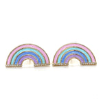 Load image into Gallery viewer, Kids Rainbow Diamond Stud Earrings, 14k Solid Gold With Enameling, Natural Diamonds, Kids jewelry, Gift for toddlers/girls/kids
