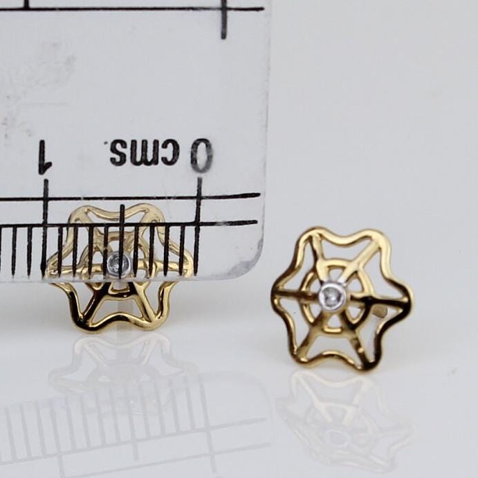 Kids Spider Web Diamond Stud Earrings, 14k Solid Gold, Natural Diamonds, Kids Jewelry, Gift for toddlers, girls and kids