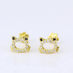 Load image into Gallery viewer, Kids Frog Diamond Stud Earrings, 14k Solid Gold, Natural Diamonds, Kids Jewelry, Gift for toddlers, girls and kids Gift For Her
