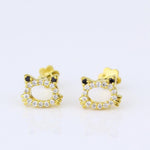 Load image into Gallery viewer, Kids Frog Diamond Stud Earrings, 14k Solid Gold, Natural Diamonds, Kids Jewelry, Gift for toddlers, girls and kids Gift For Her
