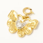 Load image into Gallery viewer, Butterfly Heart Diamond Charm, 14k Solid Gold, Natural Diamonds, Everyday Minimalistic Pendant, Dual Tone Layering Necklace, Ready To Ship
