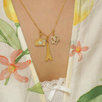 Load image into Gallery viewer, Eiffel Tower Charm Pendant, 14k Solid Gold, Natural Diamonds, Everyday Layering Necklace, Paris Necklace, French Jewelry, Ready To Ship
