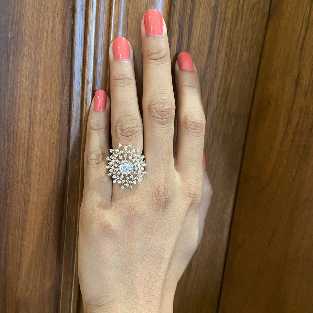 Solitaire Engagement Cocktail Diamond Ring, 14k Solid Gold Wedding Ring, Natural Diamonds, Bridal Jewelry, Gift For Her
