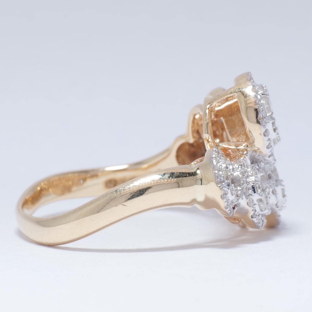 Cloud Diamond Ring, 14k Solid Gold, Cocktail Statement Ring, Illusion Cluster setting Ring, Natural Diamonds, Cocktail Ring, Gift for her