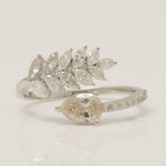 Load image into Gallery viewer, Pear Leaf Diamond Ring, 14k Solid Gold, Natural Diamonds, Cluster Split Jewelry, Open Wrap Two Tone  Band, Statement Cocktail Jewelry
