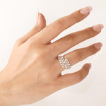 Load image into Gallery viewer, Marquise Wide Diamond  Ring, 14k Solid Gold, Natural Diamonds, Multi Row Leaf Band, Statement Cocktail Jewelry, Wrap Bridal Wedding Ring
