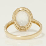 Load image into Gallery viewer, White Sapphire Oval Halo Diamond Ring, 14k Solid Gold, Natural Diamond, Cocktail Gemstone Statement Jewelry, Ready To Ship, HRD Certified
