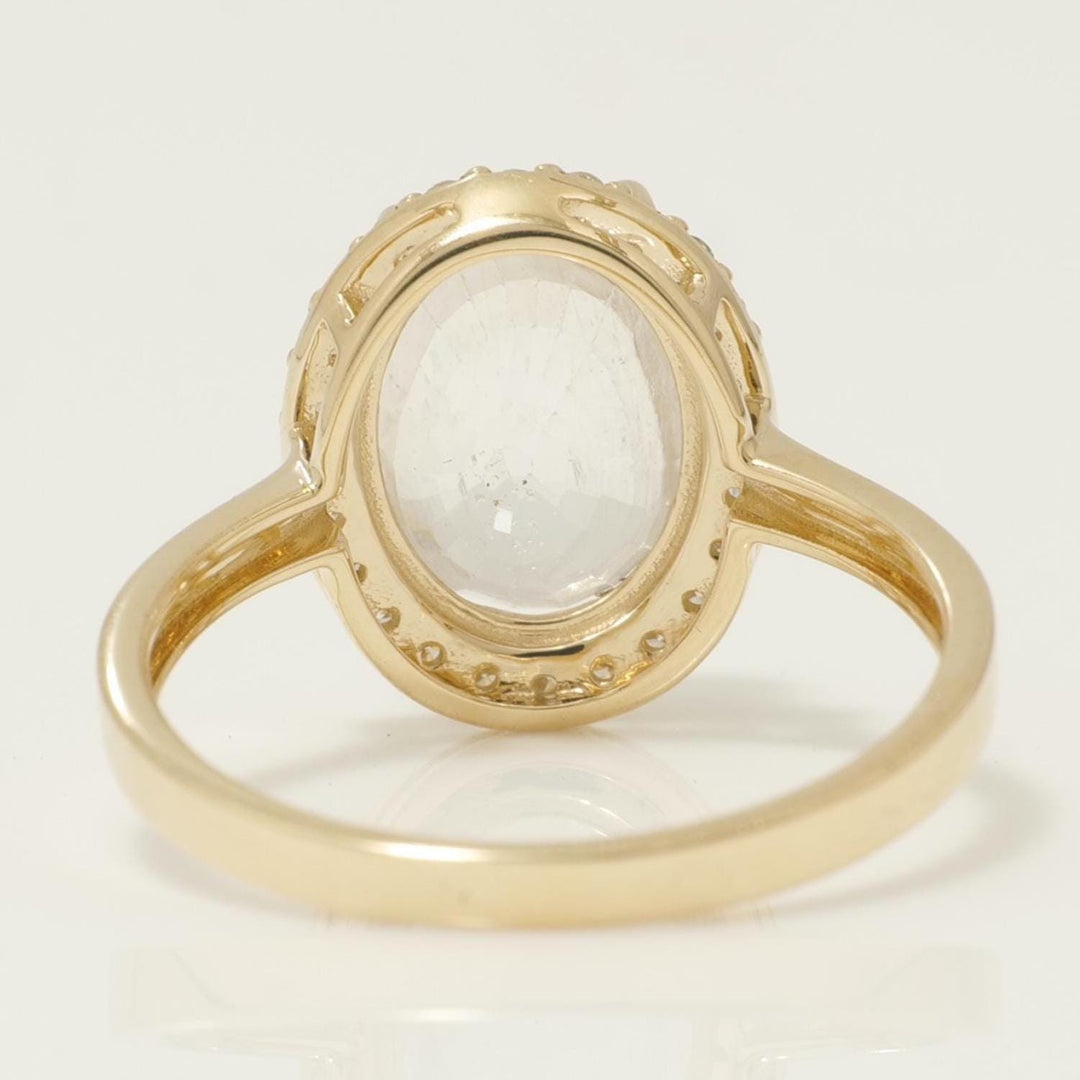 White Sapphire Oval Halo Diamond Ring, 14k Solid Gold, Natural Diamond, Cocktail Gemstone Statement Jewelry, Ready To Ship, HRD Certified
