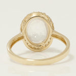 Load image into Gallery viewer, White Sapphire Oval Halo Diamond Ring, 14k Solid Gold, Natural Diamond, Cocktail Gemstone Statement Jewelry, Ready To Ship, HRD Certified
