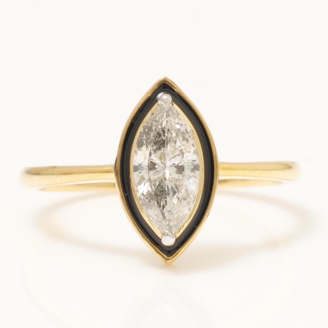 Marquise Diamond Enamel Halo Ring, 14k Solid Gold, Natural Diamonds, Minimalist  Stackable Rings, Everyday Statement Jewelry
