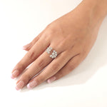 Load image into Gallery viewer, Floral Pear Diamond Ring, 14K Solid Gold, Natural Diamonds, Cluster Open Cuff Ring, Cocktail Ring, Bold Statement Ring, Wedding Ring
