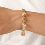 Load image into Gallery viewer, Spiral Natural Diamond Tennis Bracelet: 14k Solid Gold Circle Link Wedding Bridal Jewellery, Certified Jewelry
