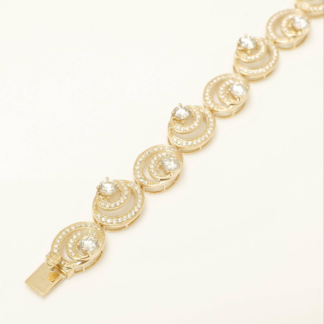 Spiral Natural Diamond Tennis Bracelet: 14k Solid Gold Circle Link Wedding Bridal Jewellery, Certified Jewelry