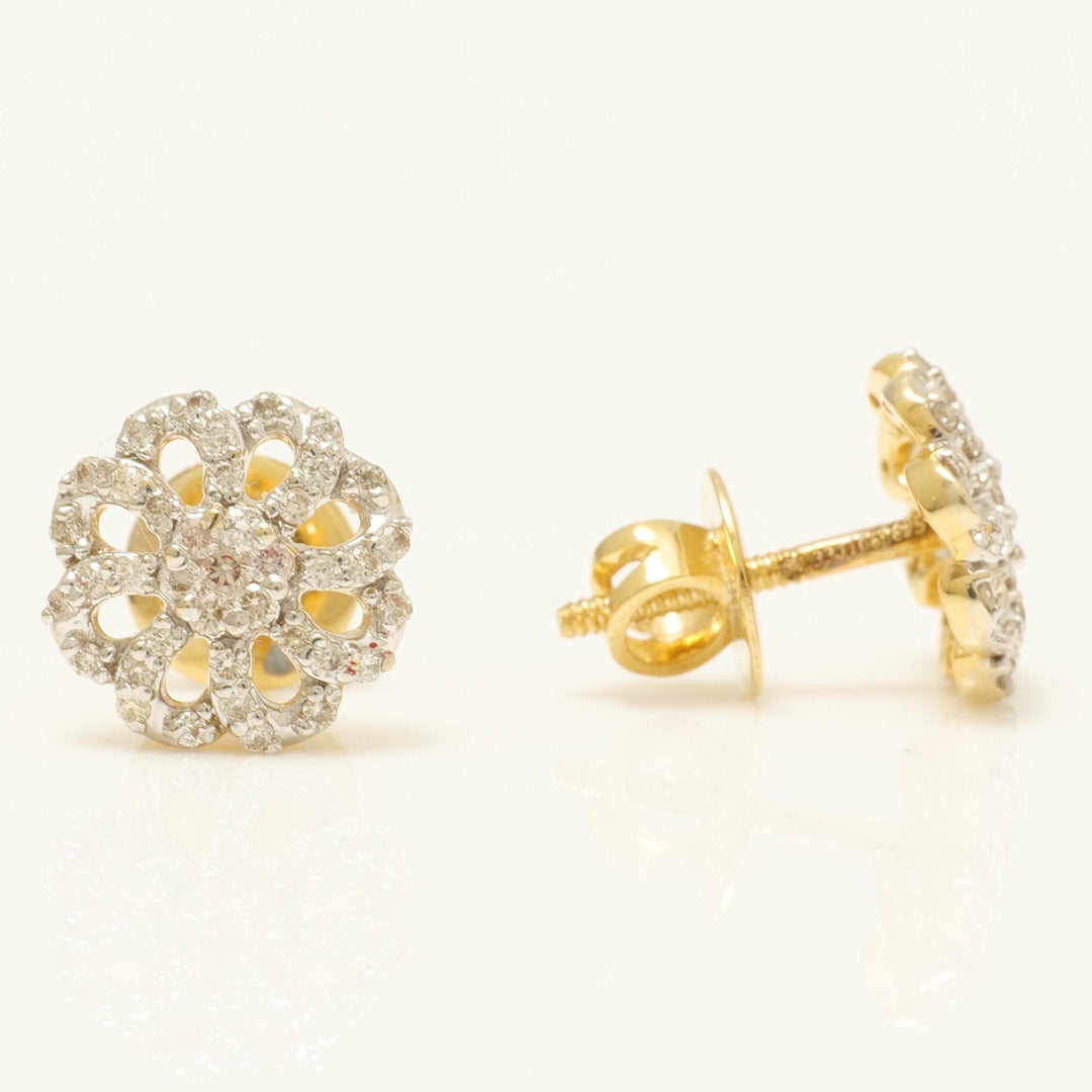 Flower Diamond Stud Earrings, 14k Solid Gold, Natural Diamonds, Pave Floral Studs, Everyday Statement  Jewelry, Cluster Pave Setting