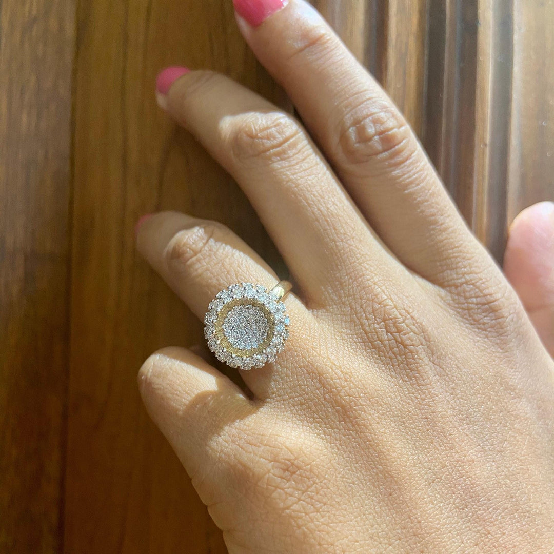 Sunflower Diamond Ring, 14K Solid Gold, Natural Diamonds, Flower Diamond Ring, Cluster Cocktail Ring, Statement Jewelry, Gift For Her