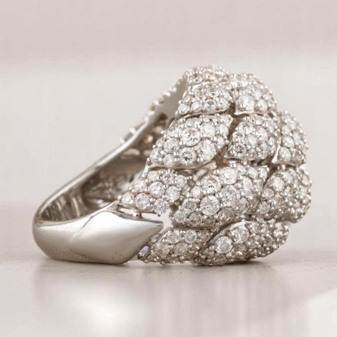 Dome Cluster Diamond Ring, 14k Solid Gold, Natural Diamonds, Bold Cocktail Ring, Statement Ring, Evening Jewelry, Gift For Her