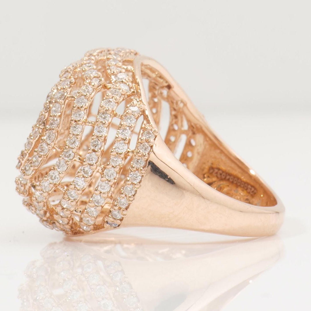 Concentric Oval Diamond Ring, 14K Solid Gold, Natural Diamonds, Multi-Layer Cocktail Ring, Evening Statement Jewelry, Gift For Her