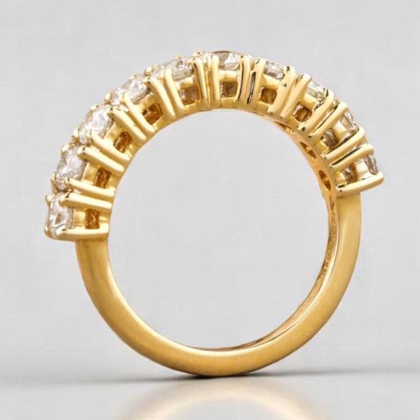 Eternity Wedding Band, 14k Solid Gold, Natural Diamonds, Engagement Stack, Bridal Stackable Ring, Statement Prong Ring, Gift For Her