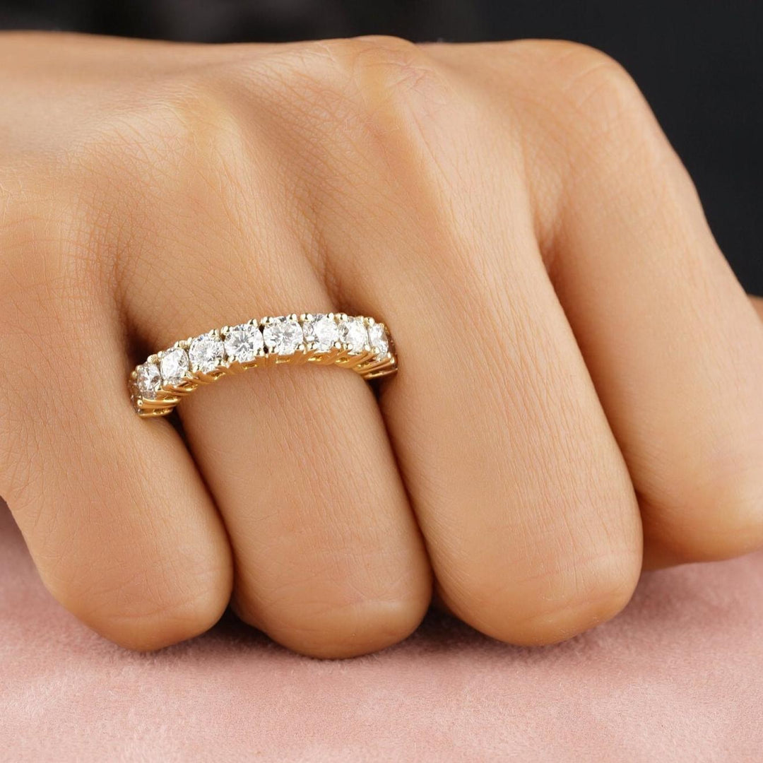 Eternity Wedding Band, 14k Solid Gold, Natural Diamonds, Engagement Stack, Bridal Stackable Ring, Statement Prong Ring, Gift For Her