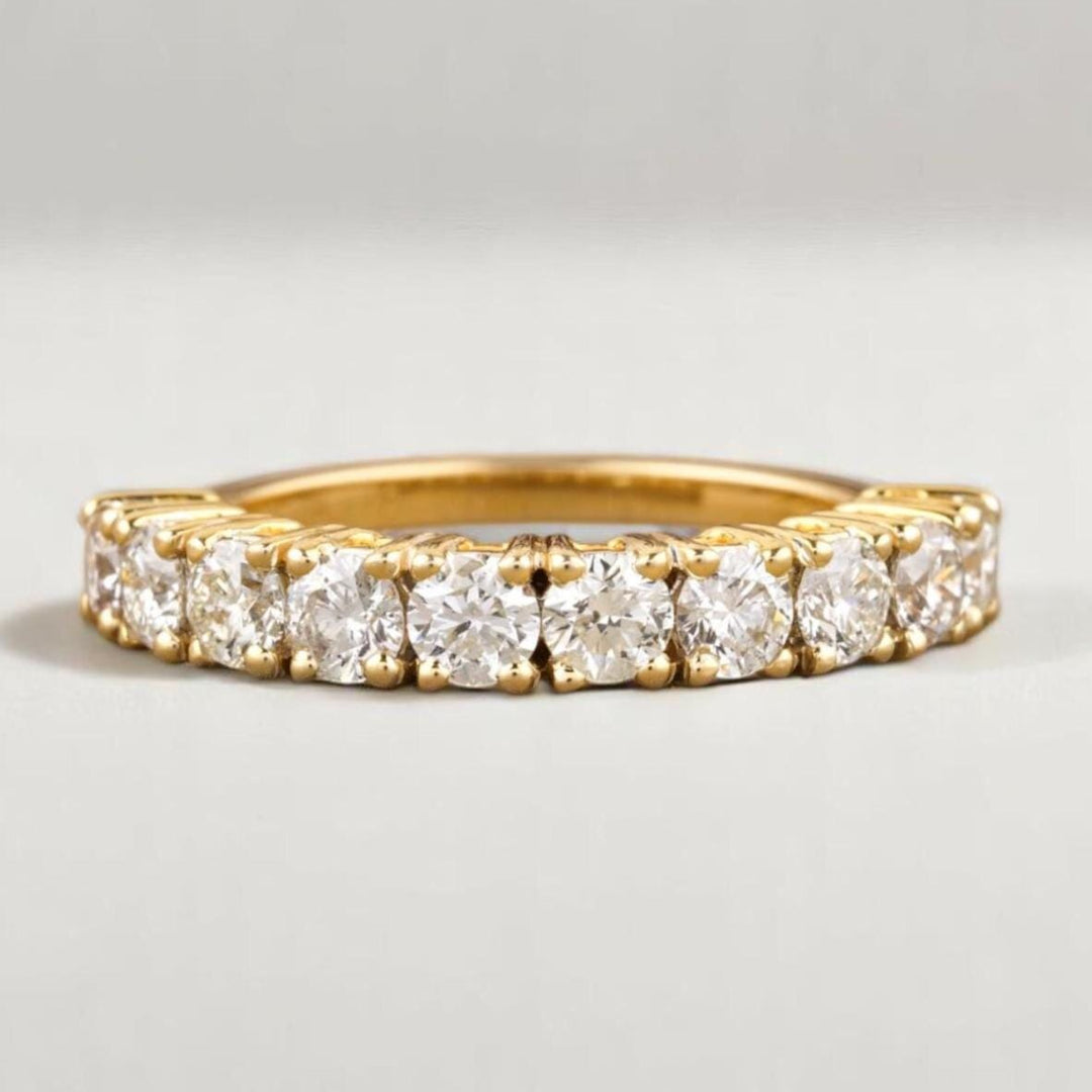 Eternity Wedding Band, 14k Solid Gold, Natural Diamonds, Engagement Stack, Bridal Stackable Ring, Statement Prong Ring, Gift For Her