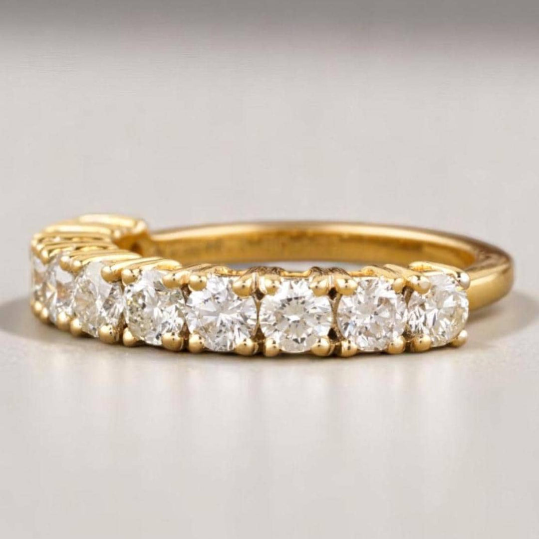 Eternity Wedding Band, 14k Solid Gold, Natural Diamonds, Engagement Stack, Bridal Stackable Ring, Statement Prong Ring, Gift For Her