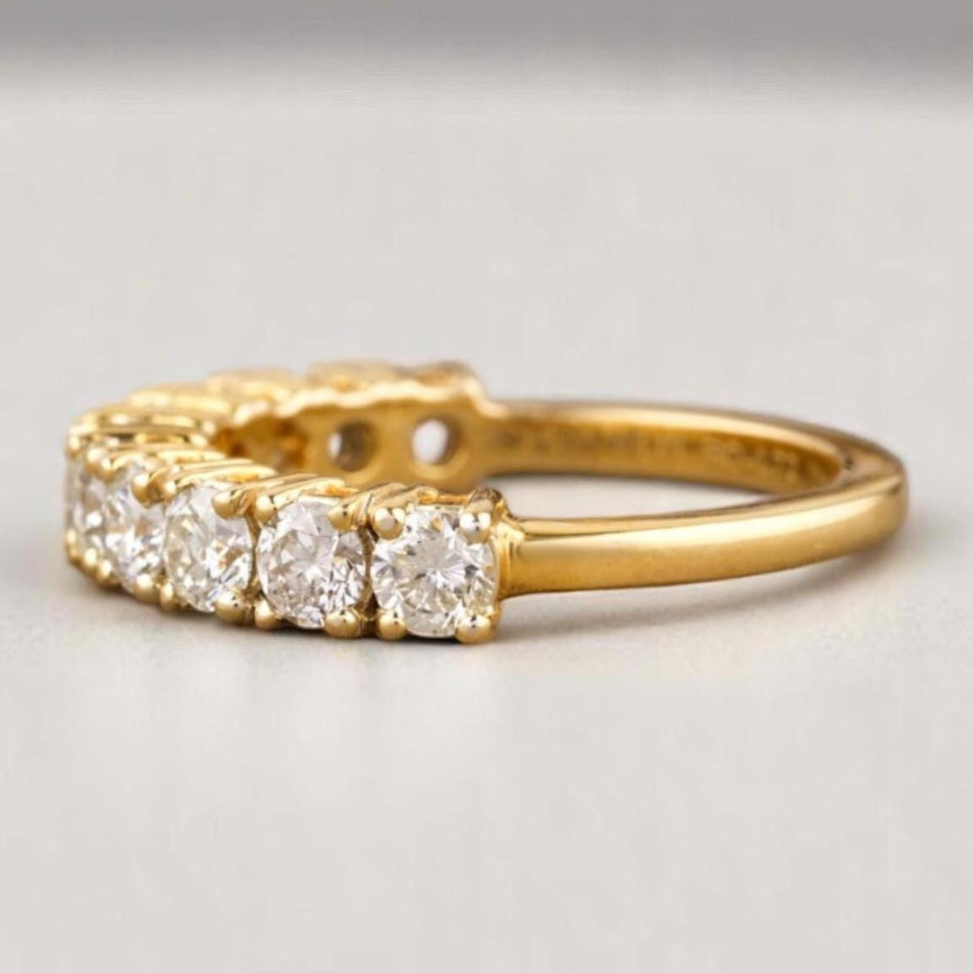 Eternity Wedding Band, 14k Solid Gold, Natural Diamonds, Engagement Stack, Bridal Stackable Ring, Statement Prong Ring, Gift For Her