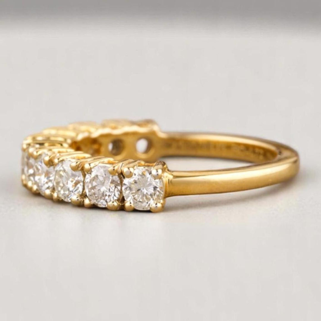 Eternity Wedding Band, 14k Solid Gold, Natural Diamonds, Engagement Stack, Bridal Stackable Ring, Statement Prong Ring, Gift For Her