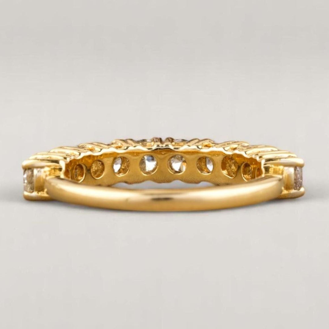 Eternity Wedding Band, 14k Solid Gold, Natural Diamonds, Engagement Stack, Bridal Stackable Ring, Statement Prong Ring, Gift For Her