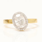 Load image into Gallery viewer, Oval Halo Solitaire Diamond Ring, 14k Solid Gold, Natural Diamond, Engagement Promise Ring, Bridal Jewelry, Minimalist Wedding Gift
