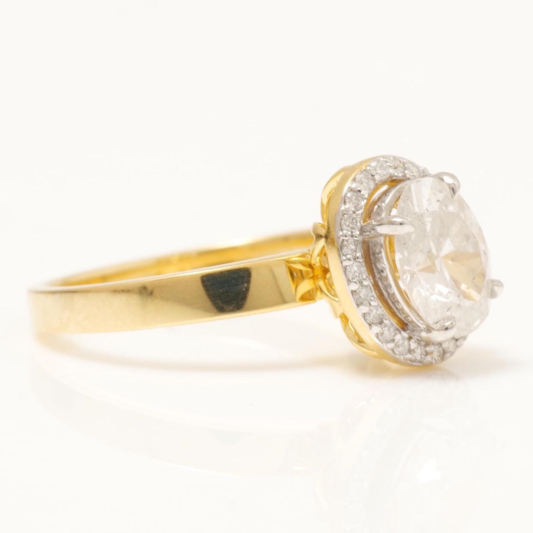 Oval Halo Solitaire Diamond Ring, 14k Solid Gold, Natural Diamond, Engagement Promise Ring, Bridal Jewelry, Minimalist Wedding Gift
