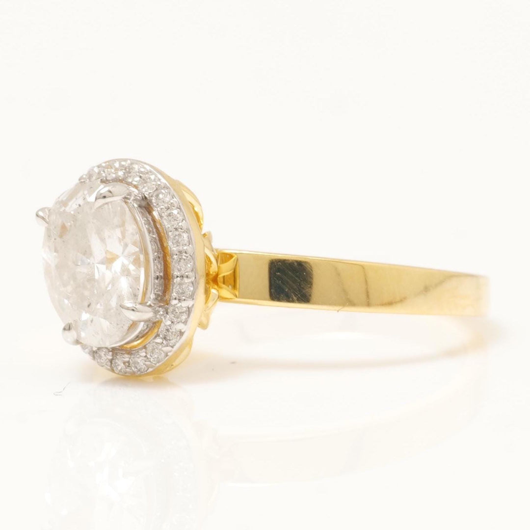 Oval Halo Solitaire Diamond Ring, 14k Solid Gold, Natural Diamond, Engagement Promise Ring, Bridal Jewelry, Minimalist Wedding Gift