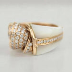 Load image into Gallery viewer, Mother of Pearl Diamond Ring, 14k Solid Gold, Natural Diamonds, Shell Shaped Ring, Swirl Diamond Ring, Statement Cocktail Ring, Gift For Her
