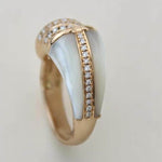 Load image into Gallery viewer, Mother of Pearl Diamond Ring, 14k Solid Gold, Natural Diamonds, Shell Shaped Ring, Swirl Diamond Ring, Statement Cocktail Ring, Gift For Her
